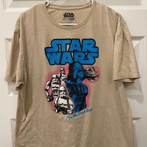 Star Wars Beige Tee with Blue and Pink Design